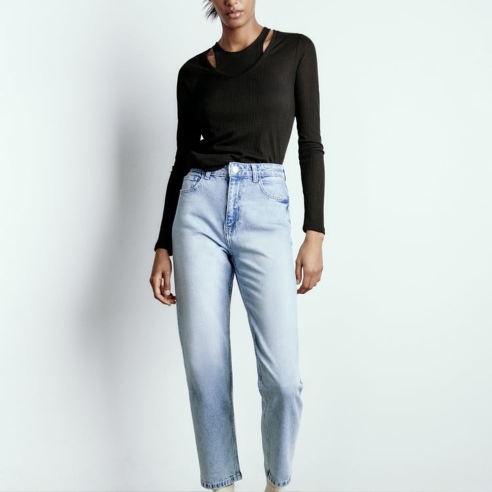 Zara High Rise Light Blue Jeans